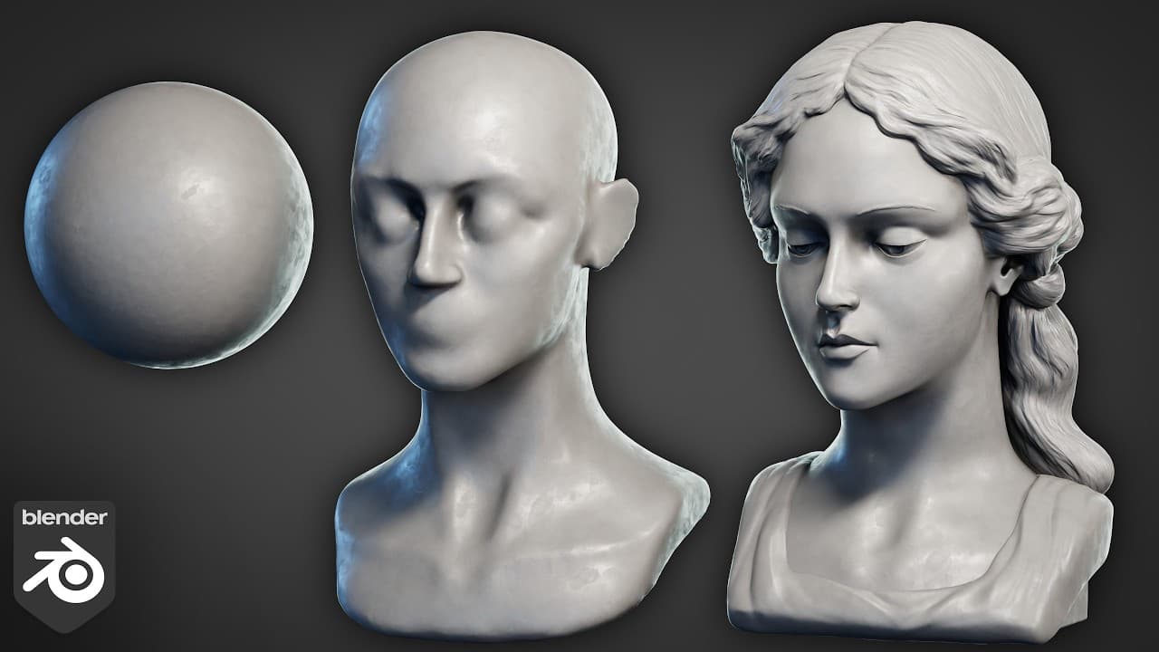 Sculpting a Girl Marble Bust Statue in Blender (Full Tutorial)